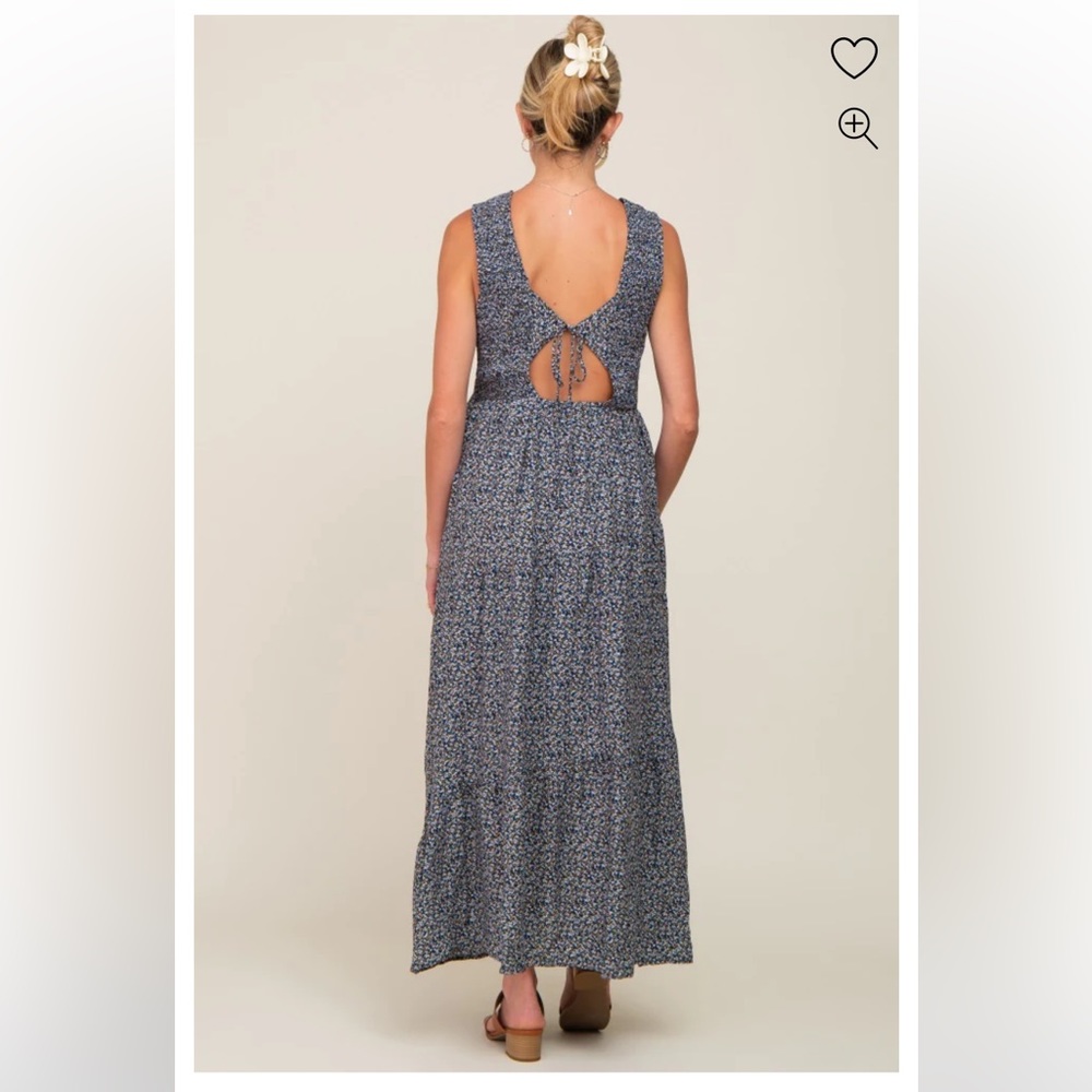 NWT Pinkblush Navy Floral back tie maternity/non maternity dress